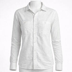 Faherty Knit Alpine Shirt Mens XS White Excellent Coastal Casual Slub Cotton